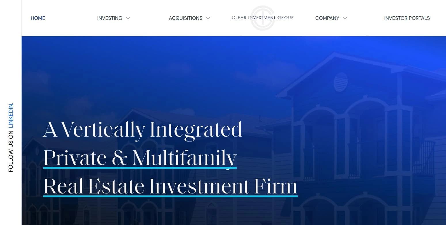 Homepage — "A Vertically Integrated Private & Multifamily Real Estate Investment Firm"