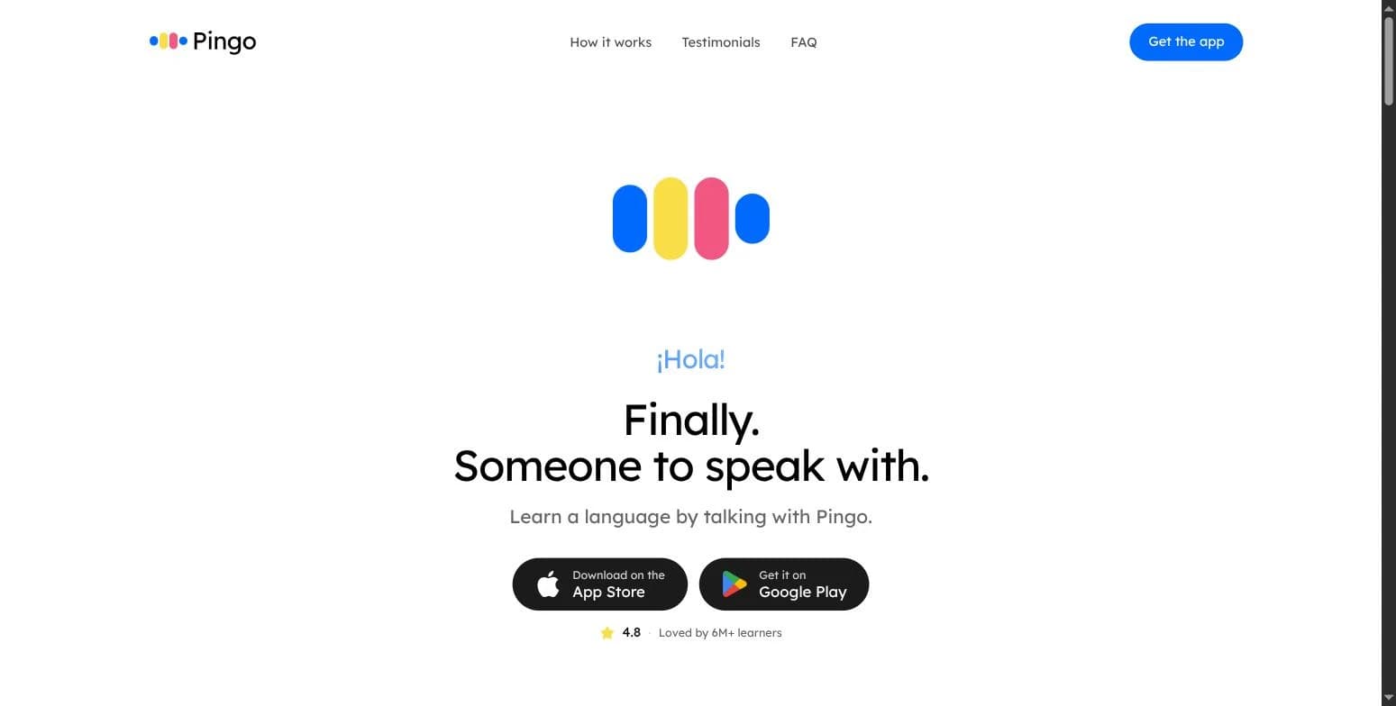 Homepage — "Finally. Someone to speak with."