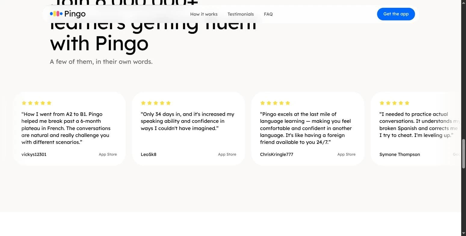 Learner reviews — 4.8 rating from 6M+ App Store and Google Play users