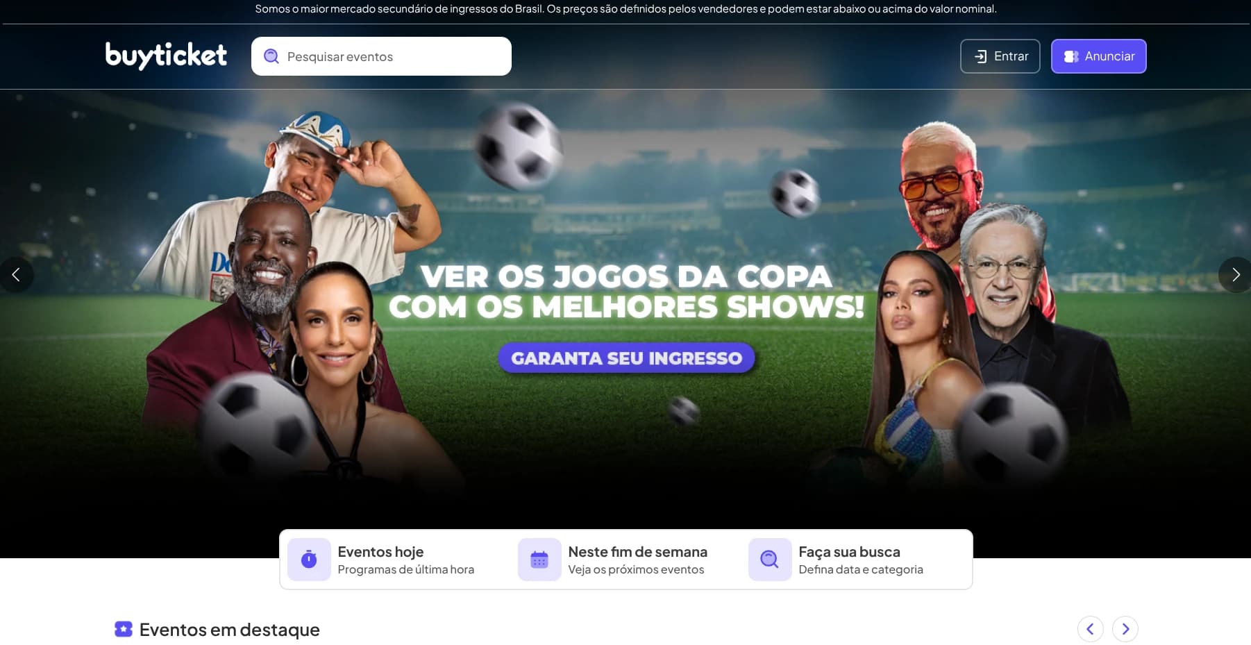 Homepage — "Watch the World Cup matches with the best shows"