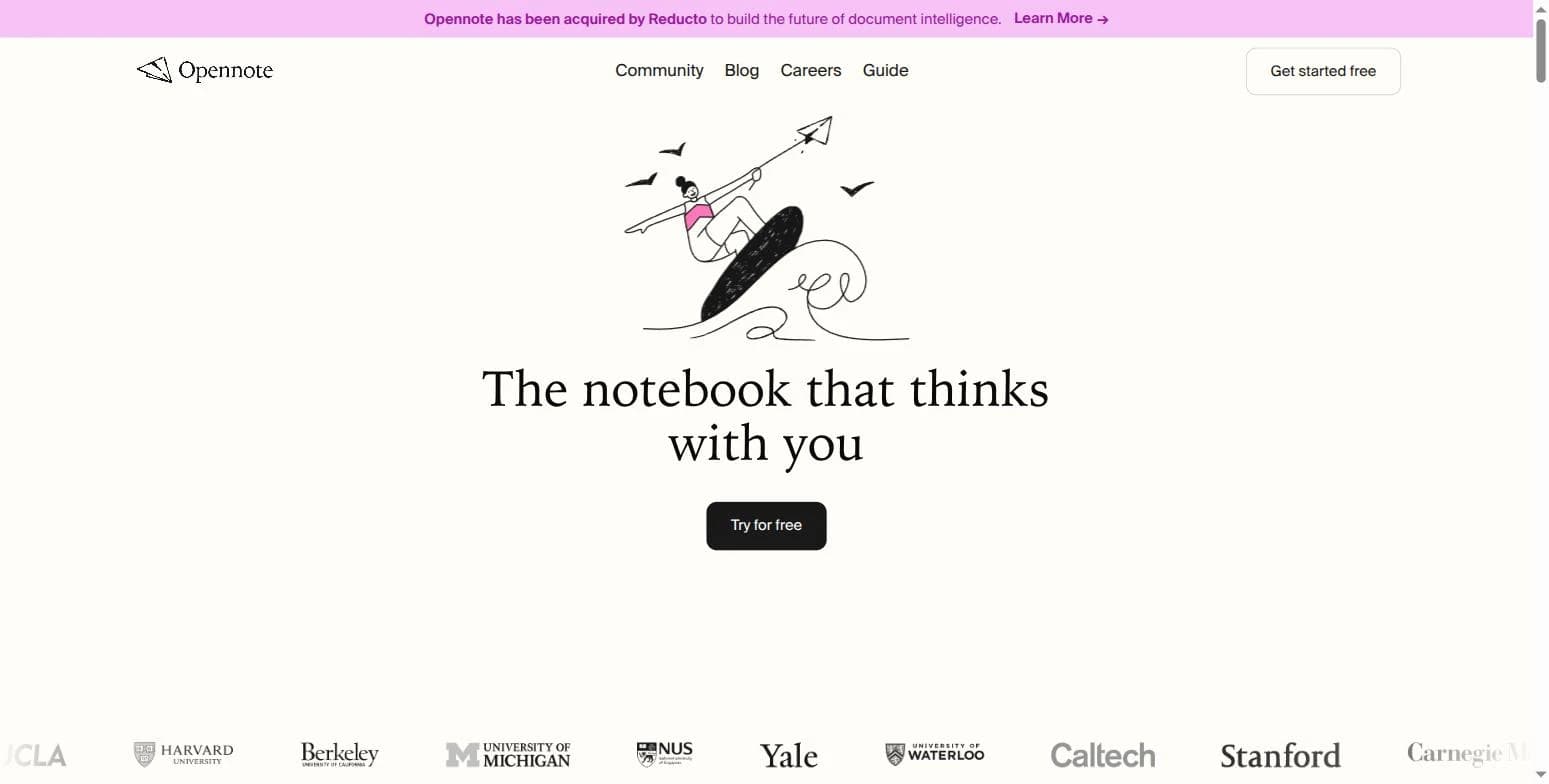 Homepage — "The notebook that thinks with you"