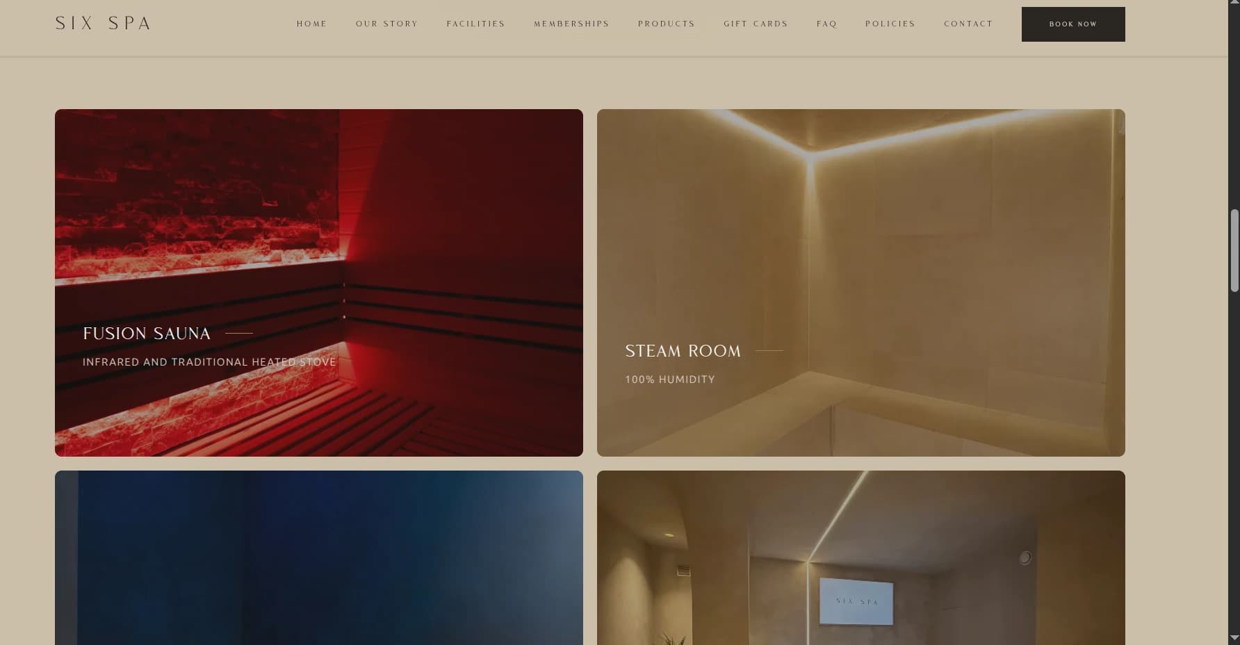 Facilities — Fusion Sauna and Steam Room, shot in the actual space